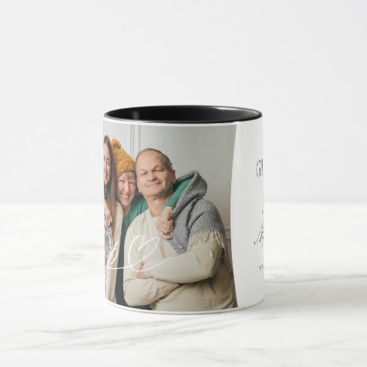 Mug Pop Script Heart Grateful pour chaque instant phot (Centre)