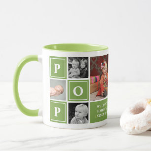 Mug Pop We Love You Collage Photo Personnalisé Vert