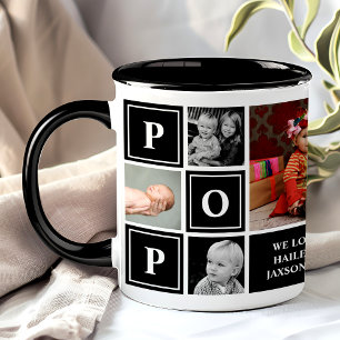 Mug Pop We Love You Noir Collage Photo Personnalisé