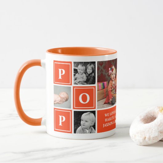 Mug Pop We Love You Orange Custom Photo Collage (Avec donut)