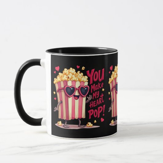 Mug Popcorn Heart Pop Valentine Design (Gauche)