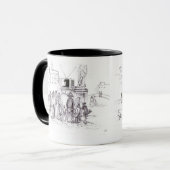 Mug POPET AFFICHER Dessin noir blanc (Devant gauche)