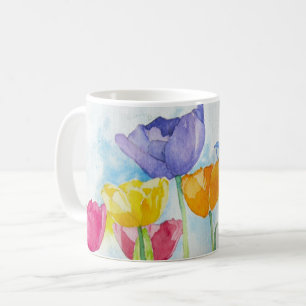 Mug Poppies arc-en-ciel coloré aquarelle originale