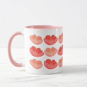 Mug Poppies colorées 11 oz. Musique en céramique rose
