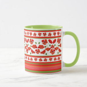 Mug Poppies de champ d'araignée Frontière florale sur