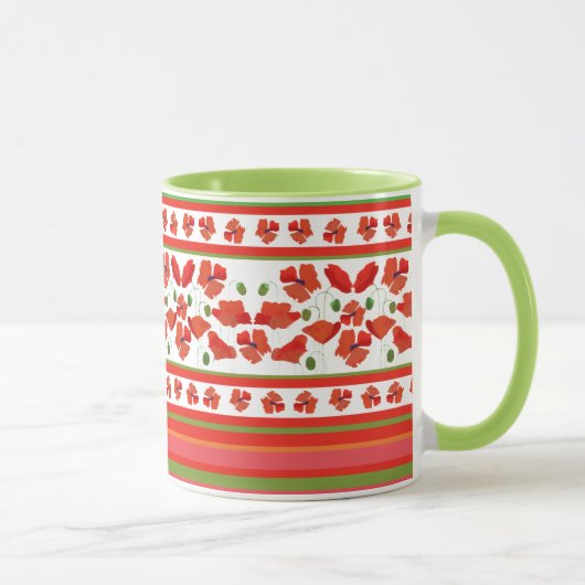 Mug Poppies de champ d'araignée Frontière florale sur (Droite)