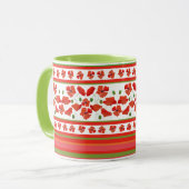 Mug Poppies de champ d'araignée Frontière florale sur (Devant gauche)