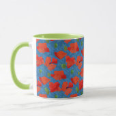 Mug Poppies de champ d'écarlate sur Motif bleu (Gauche)