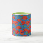 Mug Poppies de champ d'écarlate sur Motif bleu (Centre)