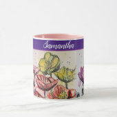 Mug Poppies de fleurs de pavot jaune orange rouge (Centre)