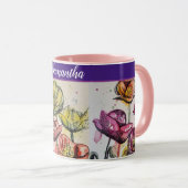 Mug Poppies de fleurs de pavot jaune orange rouge (Devant droit)