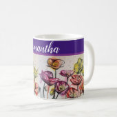 Mug Poppies de fleurs de pavot jaune orange rouge (Devant droit)