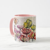 Mug Poppies de fleurs de pavot jaune orange rouge et d (Devant gauche)
