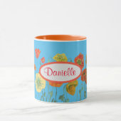 Mug Poppies de pavot bleu orange Aquarelle Musique (Centre)