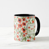 Mug Poppies Elégante Aquarelle Fleurs Nom (Devant droit)