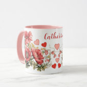 Mug Poppies et coeurs Vintages romantiques personnalis (Devant gauche)