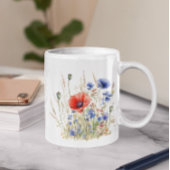 Mug Poppies et fleurs de cornouilles : aquarelle rusti
