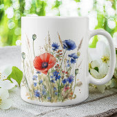 Mug Poppies et fleurs de cornouilles : aquarelle rusti