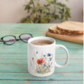 Mug Poppies et fleurs de cornouilles : aquarelle rusti