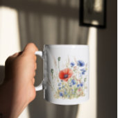 Mug Poppies et fleurs de cornouilles : aquarelle rusti