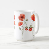 Mug Poppies orange sur blanc (Devant droit)