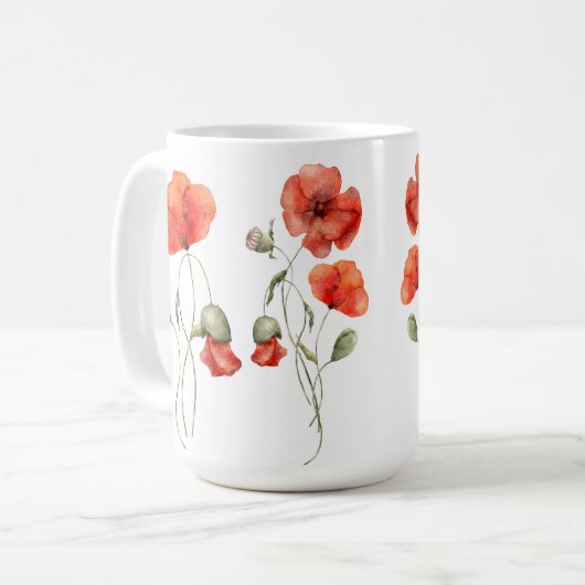 Mug Poppies orange sur blanc (Devant gauche)
