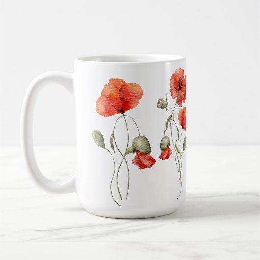 Mug Poppies orange sur blanc (Gauche)
