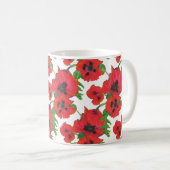 Mug Poppies orientales rouges en blanc pour Customiser (Devant droit)