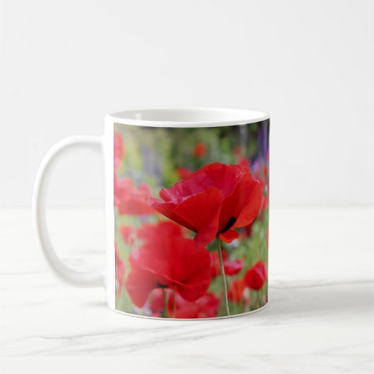 Mug Poppies rouges et lupines violettes (Gauche)