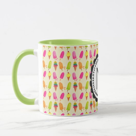 Mug Popsicles et crème glacée Monogramme personnalisé (Gauche)