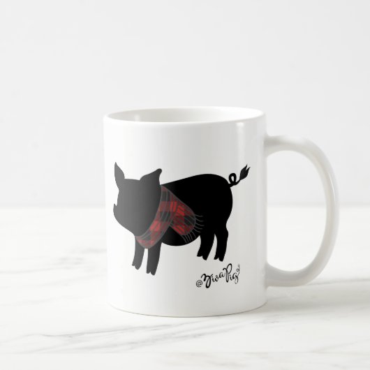 Mug Porc rouge de plaid de Buffalo avec l'écharpe (Droite)