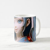 Mug Porcelain Anime Girl Under Lantern Lights (Devant droit)
