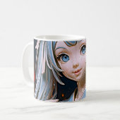 Mug Porcelain Anime Girl Under Lantern Lights (Devant gauche)