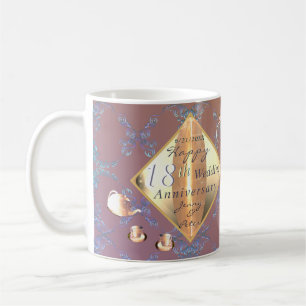 Mug Porcelaine 18e anniversaire Lavande d'oeil du chat