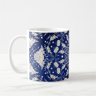 Mug Porcelaine chinoise : Aquarelle bleue Florale