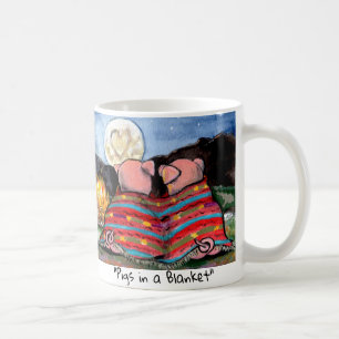 Mug Porcs dans une couverture Romantique Lune de nuit 