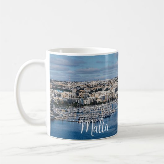Mug Port de Sliema avec bâtiments et bateaux modernes (Gauche)