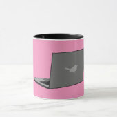 Mug Portable gris avec logo d'oiseau (Centre)