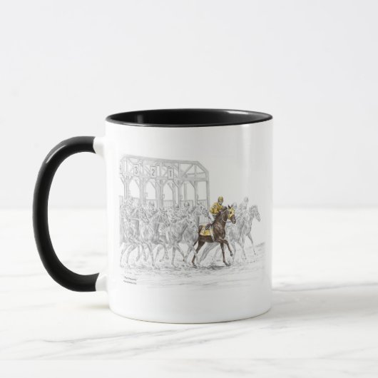 Mug Porte de départ de la course de cheval (Gauche)