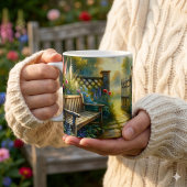 Mug Porte de jardin ensoleillé le long d'un chemin