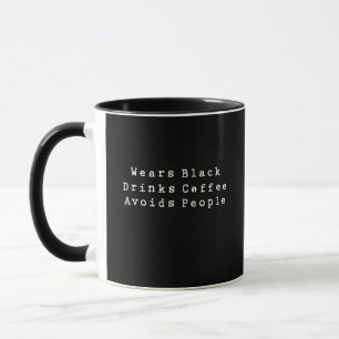 Mug Porte du noir Boit du café Évite les gens Introver