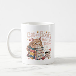 Mug Porte-gobelet Chat Lisant Des Livres Dessin D'auto