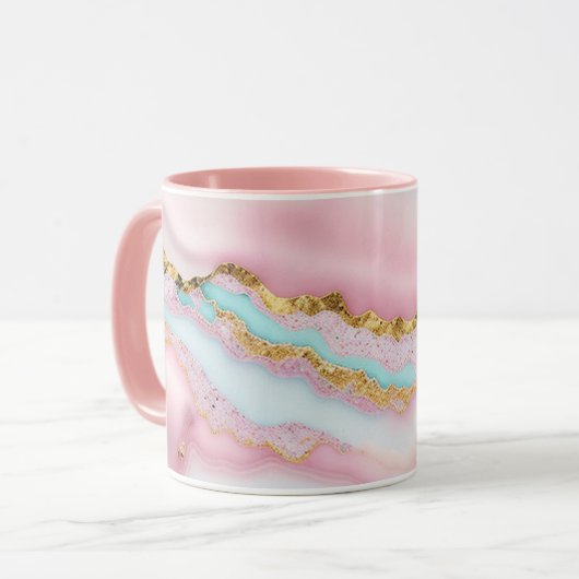 Mug Porte Marbre Populaire Blue Rose Collection Or (Devant gauche)