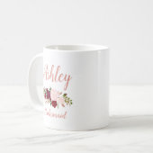 Mug Porte-mère florale rose-marsala personnalisée (Devant gauche)
