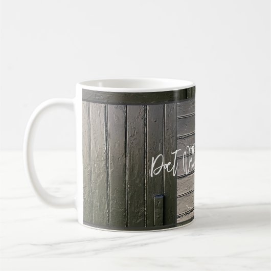 Mug Porte noire Patchwork Horloge Nom Texte Rustique (Gauche)
