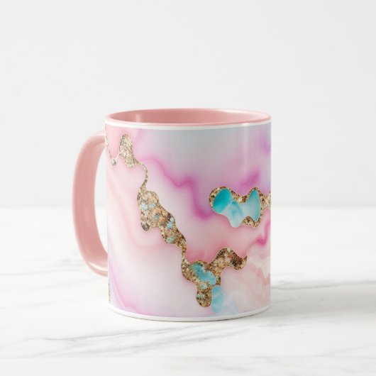 Mug Porte rose clair Marbre Collection populaire (Devant gauche)