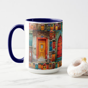 Mug Portes Vintages du monde Motif bleu moderne