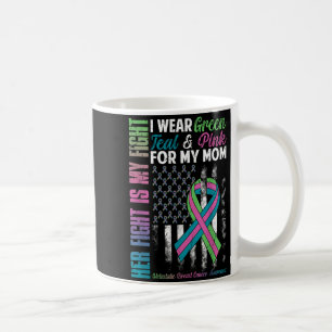 Mug Portez du vert sarcelle rose pour maman cancer du