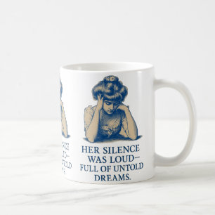 Mug Portrait à l'encre bleue vintage – « Son silence é
