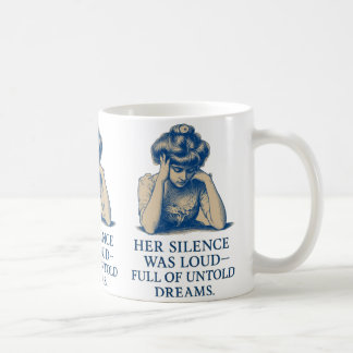 Mug Portrait à l'encre bleue vintage – « Son silence é